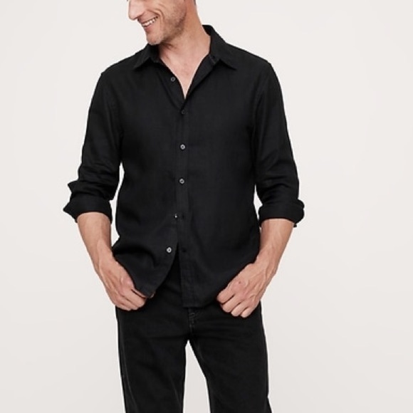 Banana Republic | Standard-Fit Black 100% Linen Shirt, Size L - Picture 1 of 9